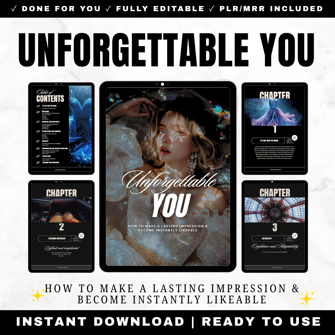 The Unforgettable You Guide Make Lasting Impression Become Instantly Likeable Social Skills PLR MRR Digital Download