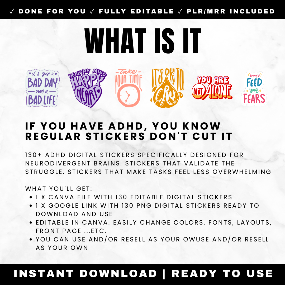 ADHD-Friendly Stickers for Digital Planners - Take Your Meds Reminders Executive Function Support Dopamine Reward Stickers GoodNotes Notability Compatible