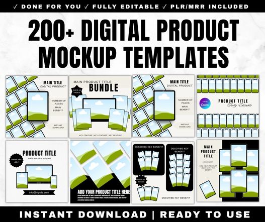 200+ Digital Product Mockup Templates PLR
