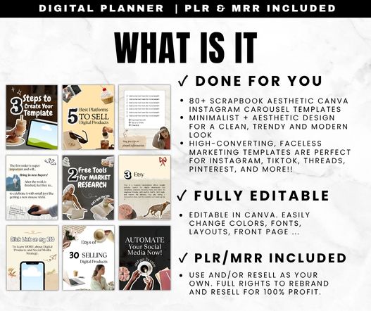 Trendy Scrapbook Instagram Carousel Templates PLR