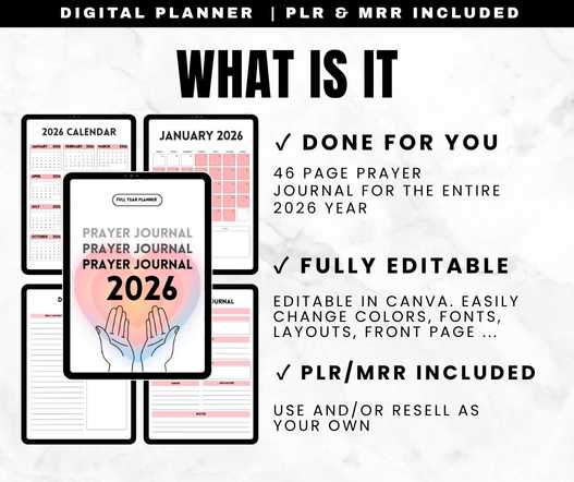 2026 Prayer Journal PLR