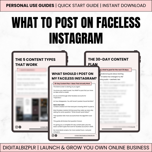 What to Post on Faceless Instagram 30 Day Content Plan PDF Guide