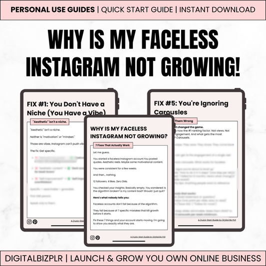 Why Is My Faceless Instagram Not Growing PDF Guide - 7 Growth Fixes for Faceless Accounts