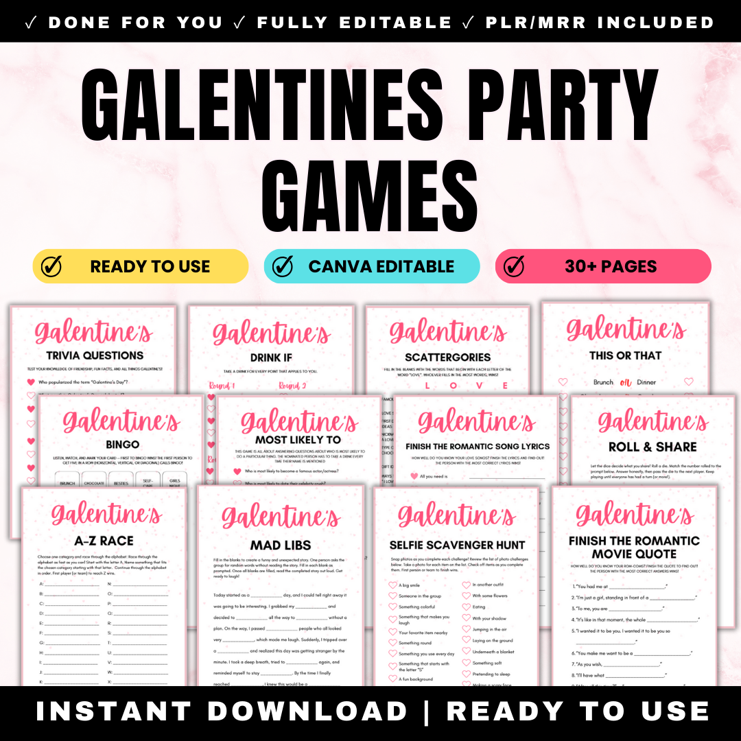 Ultimate Galentine's Day Party Games Bundle - 30+ Printable Ladies ...