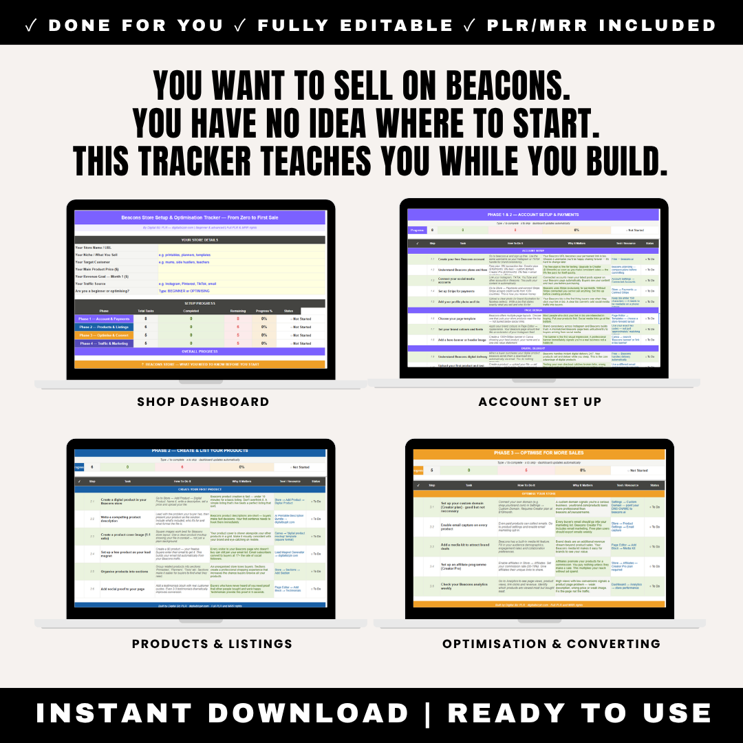 Beacons Store Setup Tracker PLR