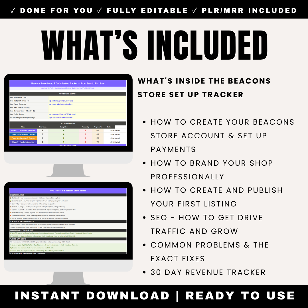 Beacons Store Setup Tracker PLR