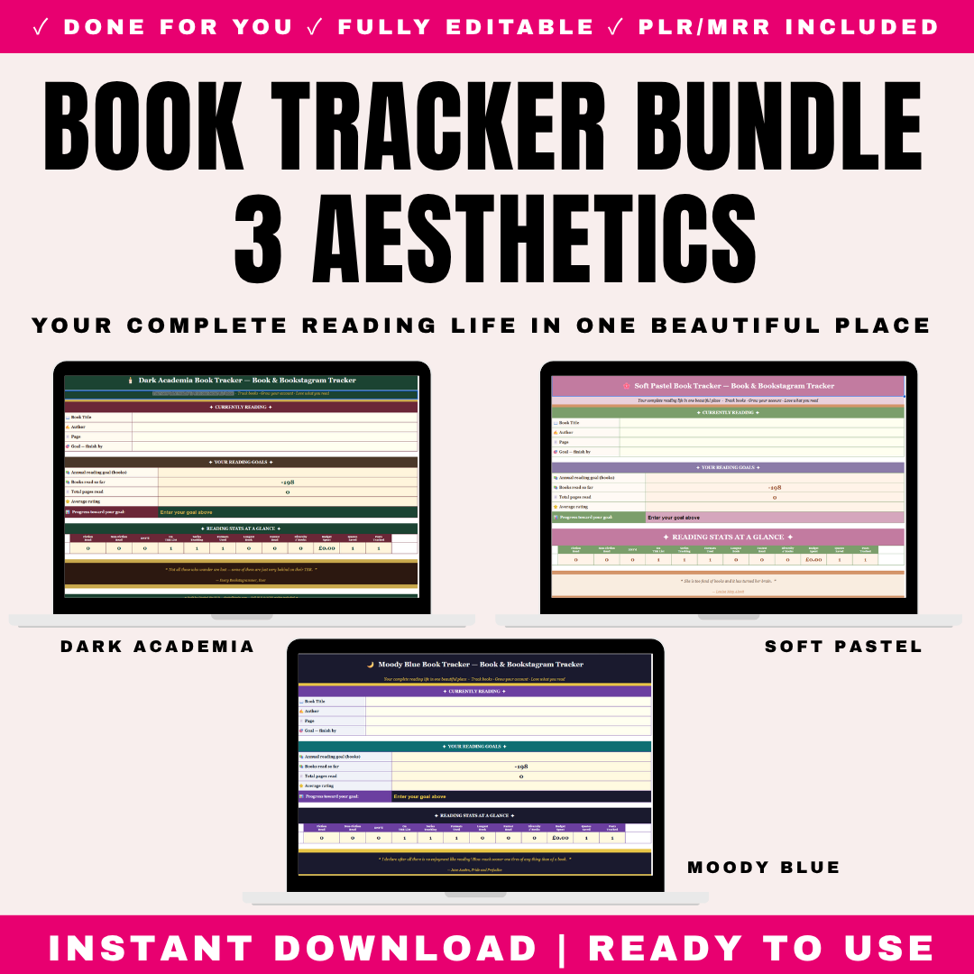 Book Tracker Bundle 3 Aesthetics PLR