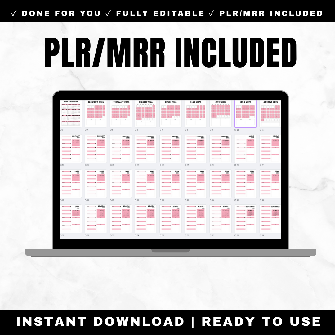 2026 pink teacher planner with 119 pages including lesson plans, grade book, student tracking and classroom management tools with PLR rights