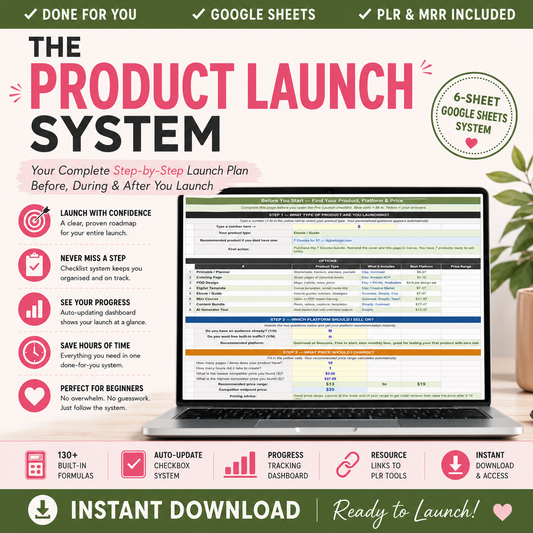 Digital Product Launch Checklist Template PLR MRR