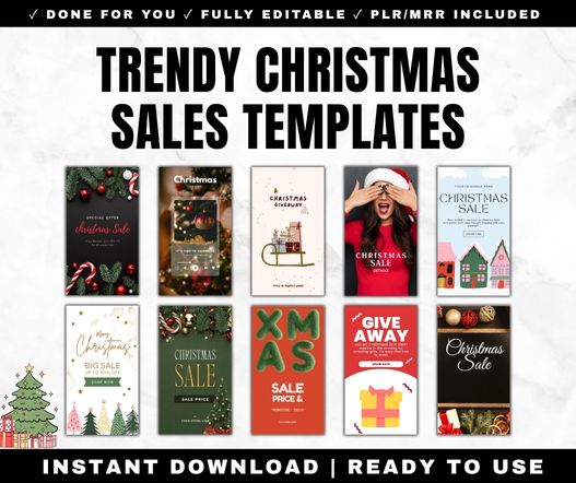 50 Editable Christmas Sale Templates (Canva, IG Stories, Pinterest) | PLR + MRR Included