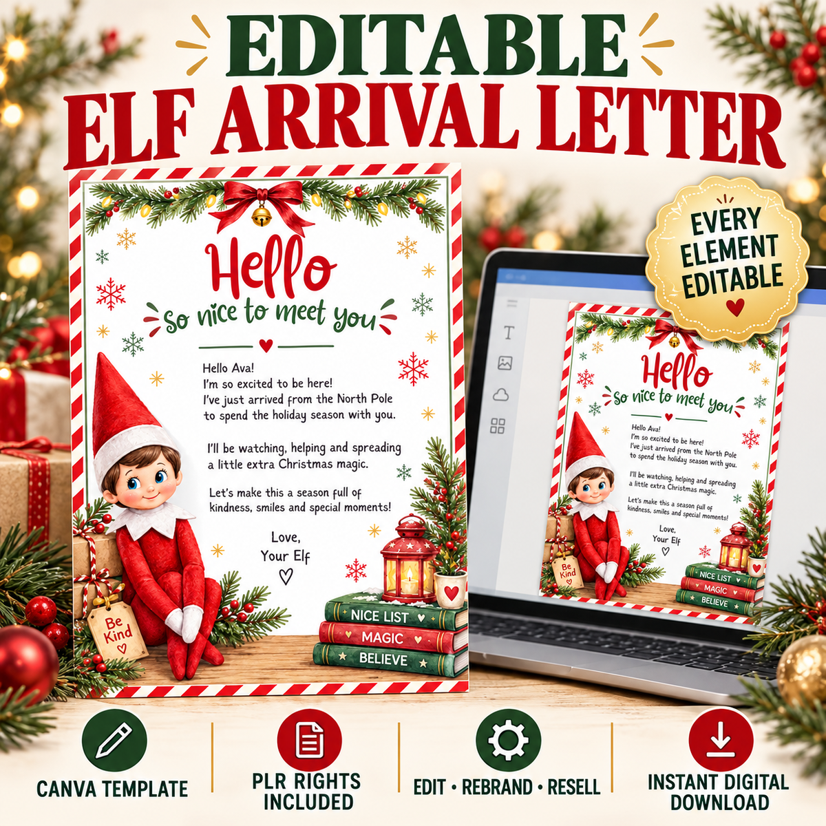 Editable Elf Arrival Letter Template PLR