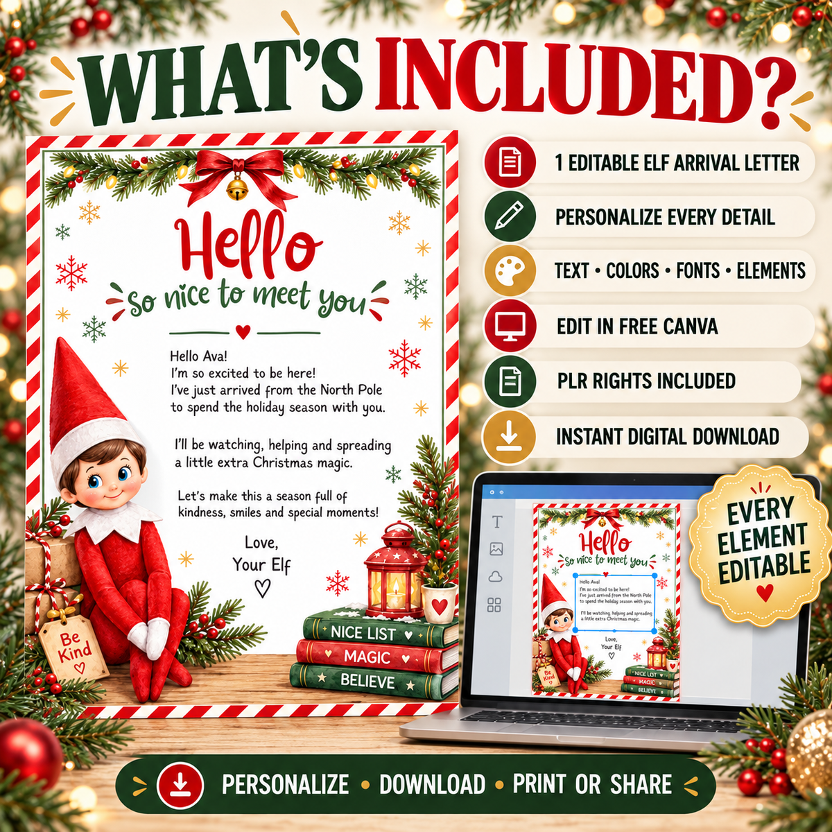 Editable Elf Arrival Letter Template PLR