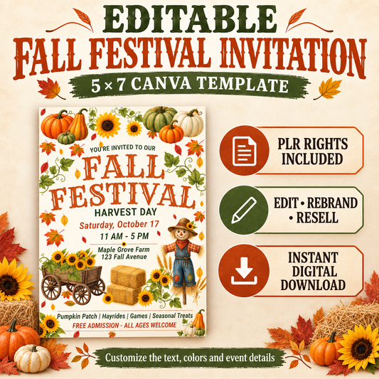 Editable Fall Festival Invitation Template (PLR)