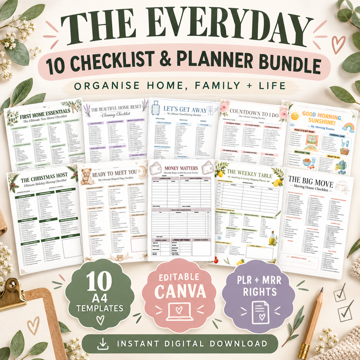 10 Printable Checklist Template Collection PLR