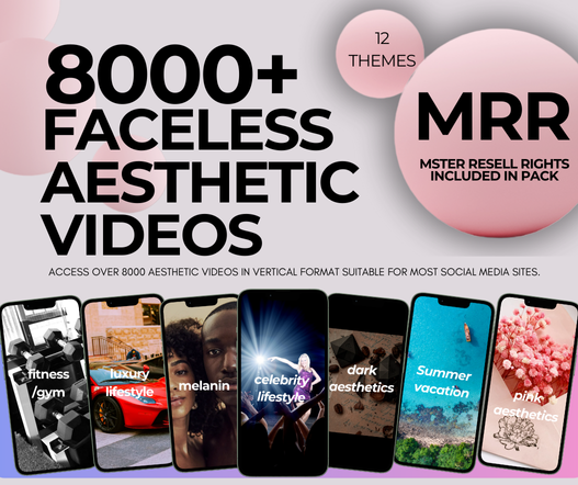 PLR 8000+ Faceless Aesthetic Videos - Reels Mega bundle - for Instagram or Tiktok