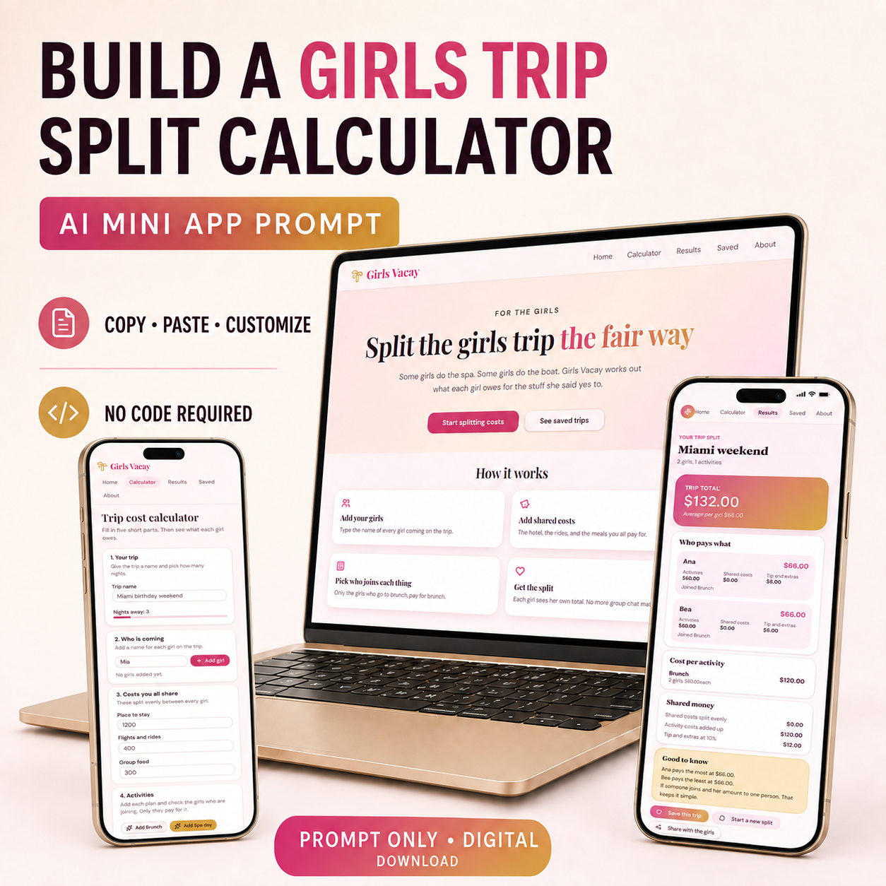 Girls Trip Split Calculator PROMPT