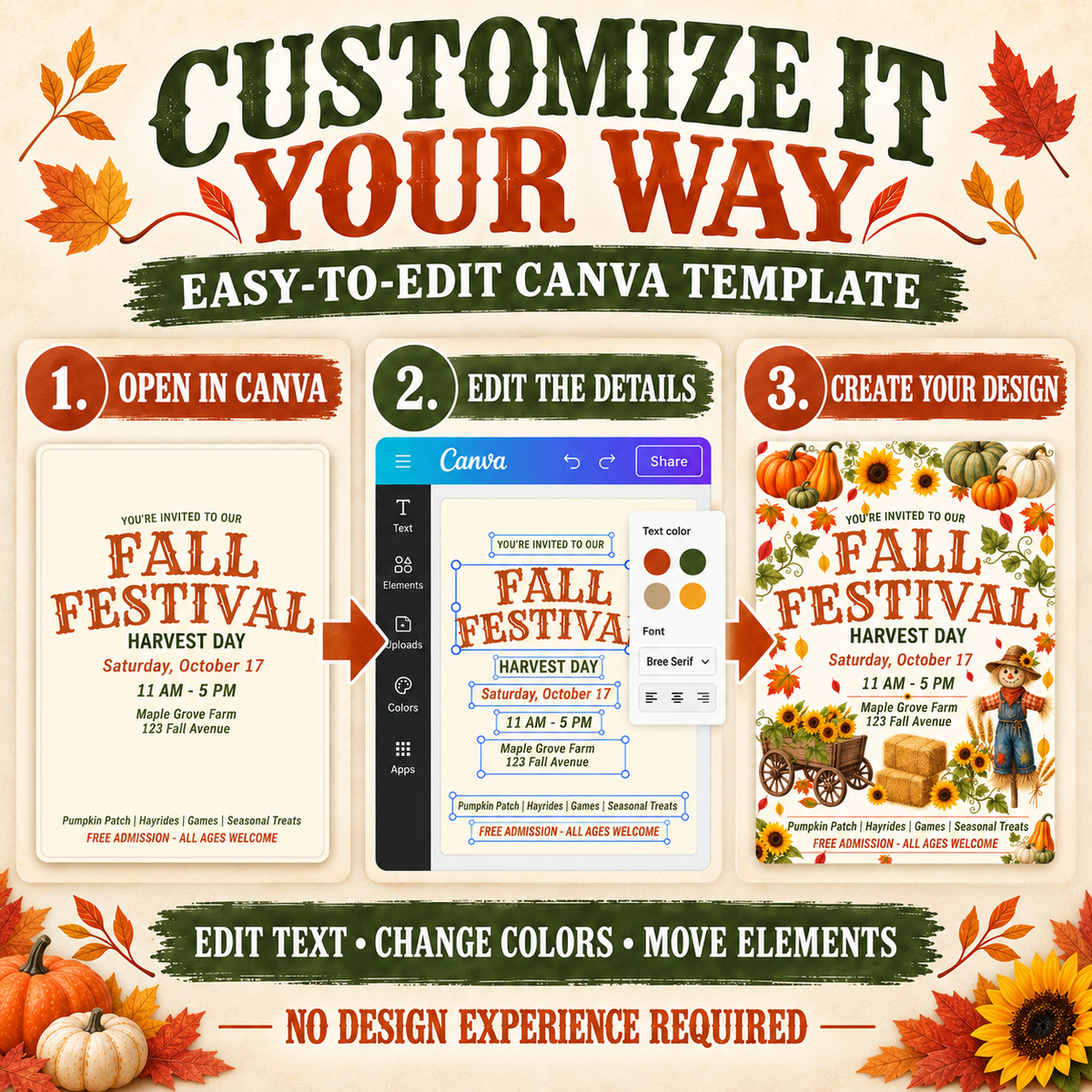 Editable Fall Festival Invitation Template (PLR)