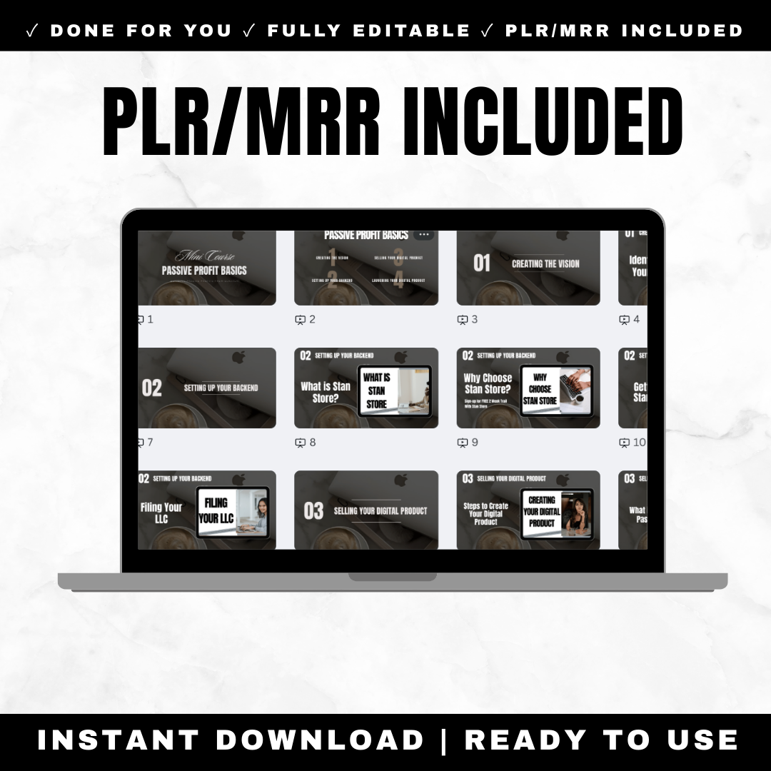 Master resell rights and private label rights included with Passive Profit Basics digital products course for reselling
