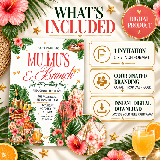 Mu Mu's Brunch Editable Invitation PLR