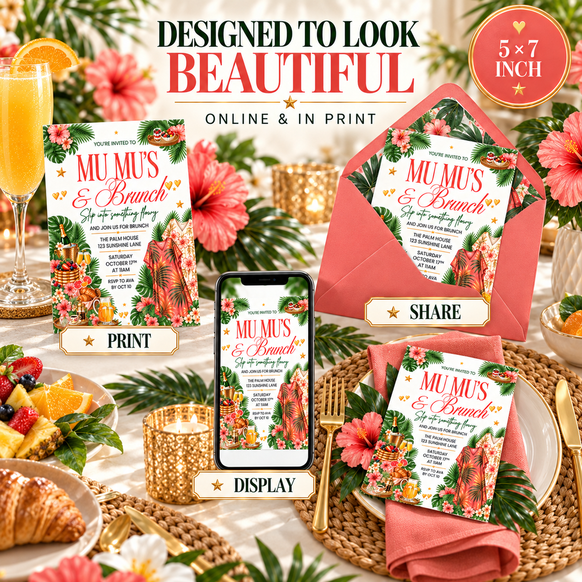 Mu Mu's Brunch Editable Invitation PLR