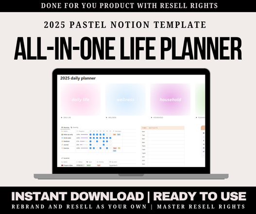 All-in-one Life Planner PLR Notion Template