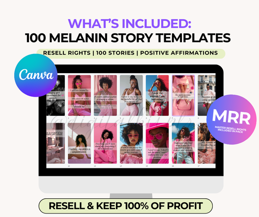 100 Melanin Pink Positive Affirmations Story Templates PLR PLR - Digital Biz PLR