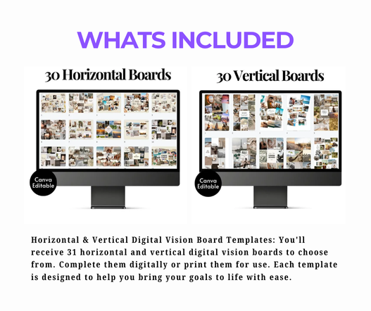 Editable Canva vision board templates with journaling prompts