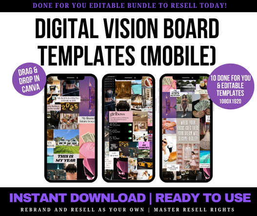 Editable Digital Vision Board Template For Phone