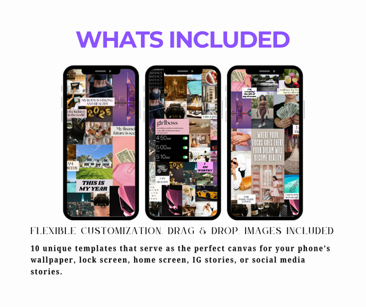 Editable Digital Vision Board Template For Phone