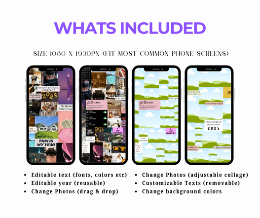 Editable Digital Vision Board Template For Phone