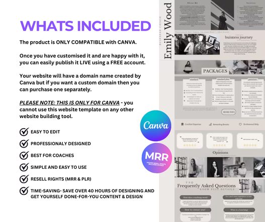 Business Coach Canva Website Template