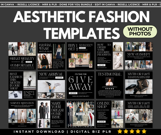 Dark Aesthetic Fashion Social Media Templates - WITHOUT PHOTOS