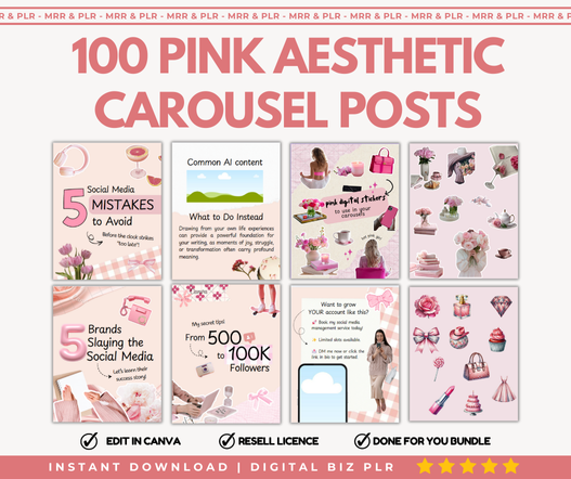 100 Pink Aesthetic Instagram Carousel Templates