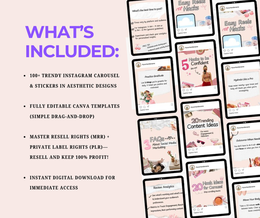 100 Pink Aesthetic Instagram Carousel Templates