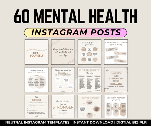 60 Mental Health Anxiety Instagram Post Templates