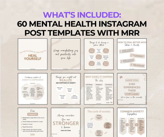 60 Mental Health Anxiety Instagram Post Templates