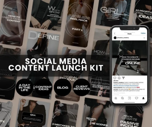 Instagram Launch Content Kit Dark Aesthetic PLR