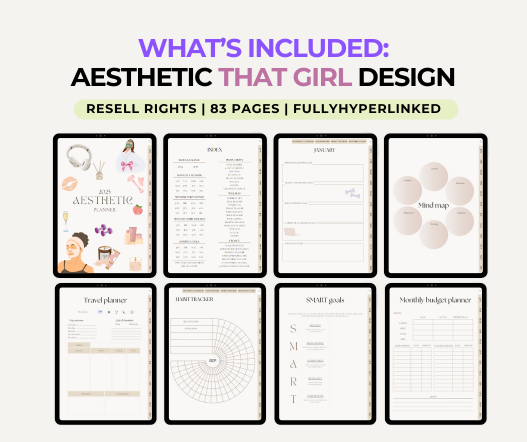 2025 Aesthetic That Girl Digital Planner PLR