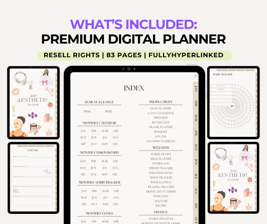 2025 Aesthetic That Girl Digital Planner PLR