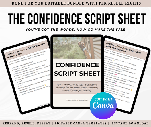 Confidence Script Sheet for Beginner Digital Marketers (PLR Included)