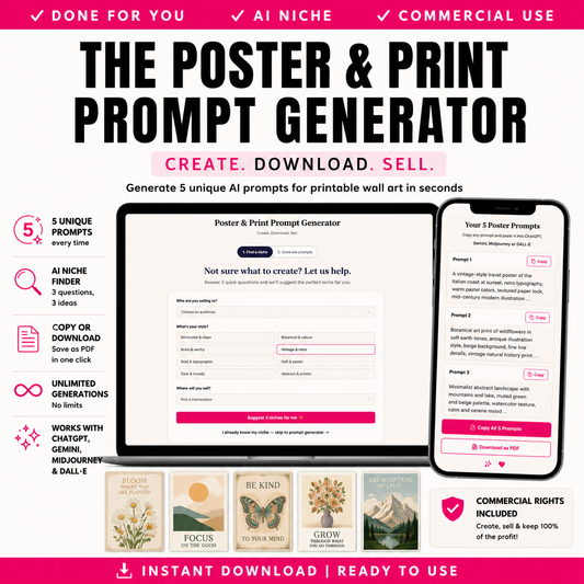 Poster & Print Prompt Generator - AI Wall Art Creator PLR