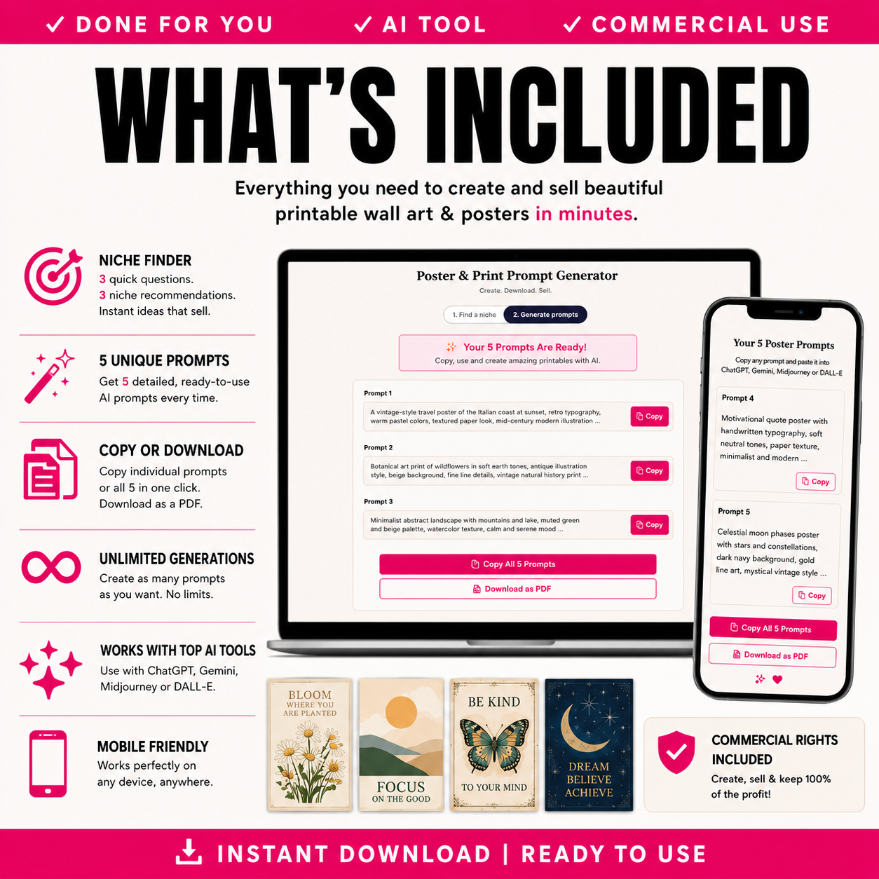 Poster & Print Prompt Generator - AI Wall Art Creator PLR