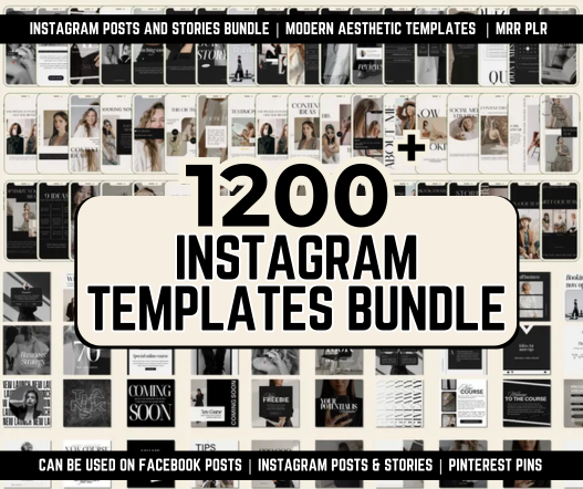 1200+ Instagram Templates Bundle Social Media Kit Instagram Posts and Stories Templates Bundle Aesthetic Templates Modern Mrr Plr Templates