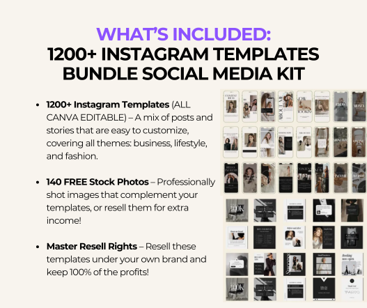1200+ Instagram Templates Bundle PLR