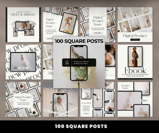 100 Digital Products Instagram Posts Templates PLR