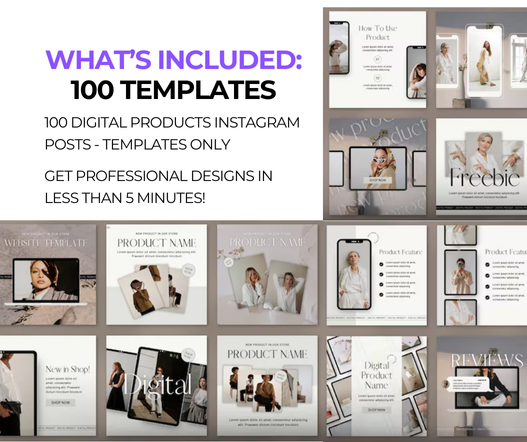 100 Digital Products Instagram Posts Templates PLR