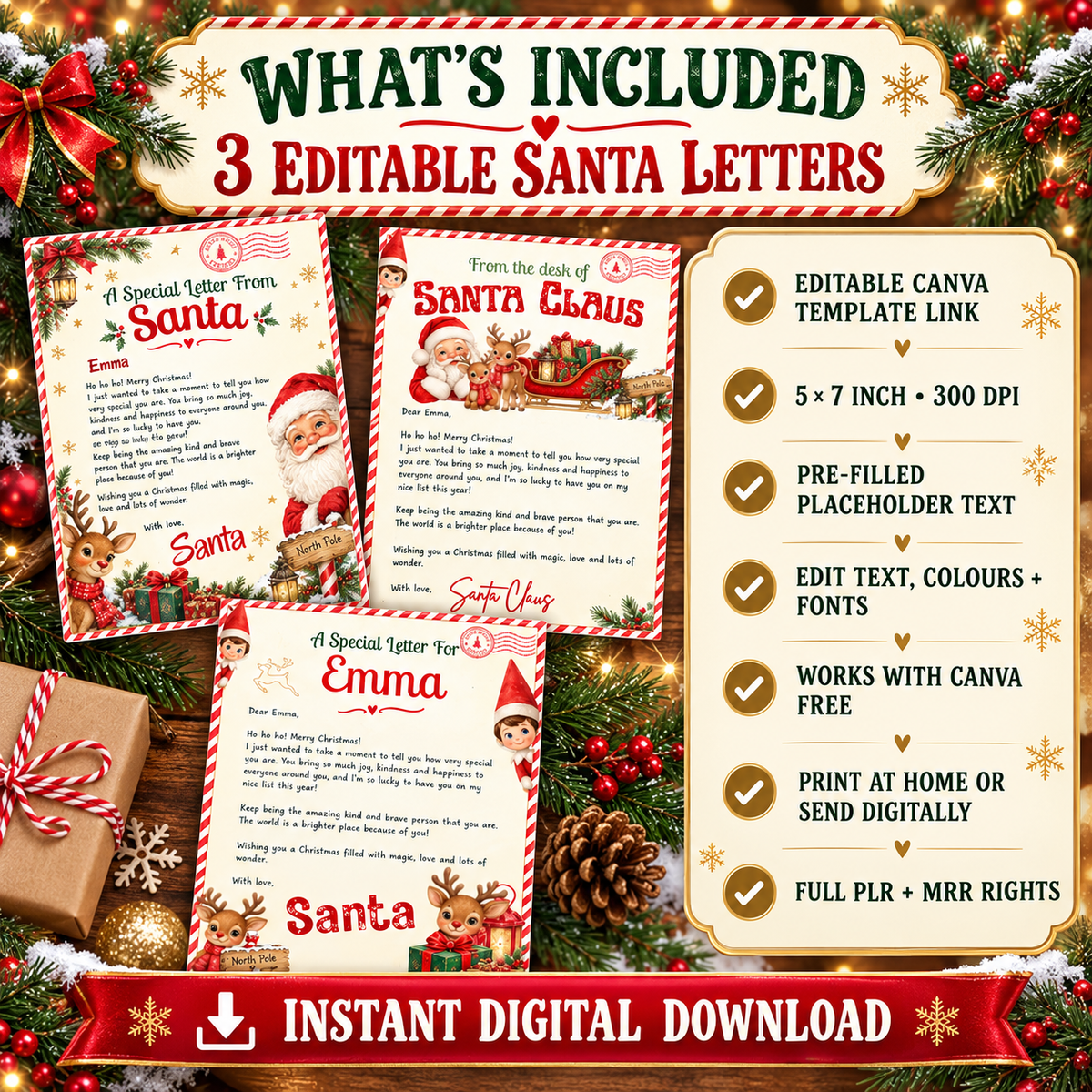 Santa Letter Editable Template Bundle PLR