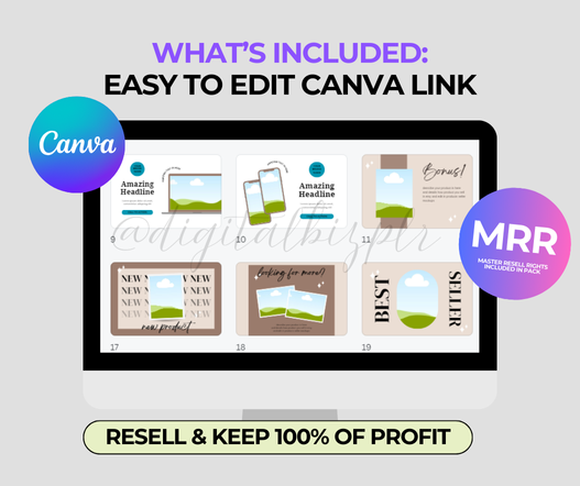 Canva-compatible Etsy shop mockup bundle with full resell rights