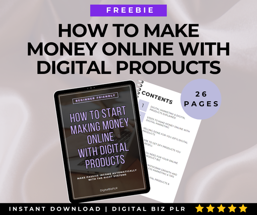"How to make money selling digital products - complete beginner guide eBook with PLR and MRR resell rights covering Instagram marketing, DFY products, tools and bestselling niches