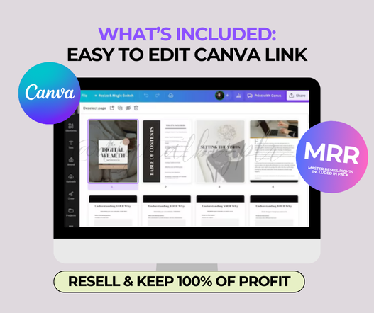 Instagram growth strategy workbook Canva template with PLR rights 60 pages